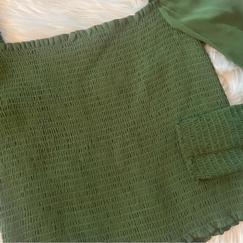 Reformation Green Smocked Blouse - Picture 6 of 6